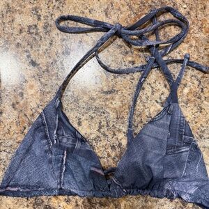 Frankie's Bikinis Charcoal Denim Triangle Top